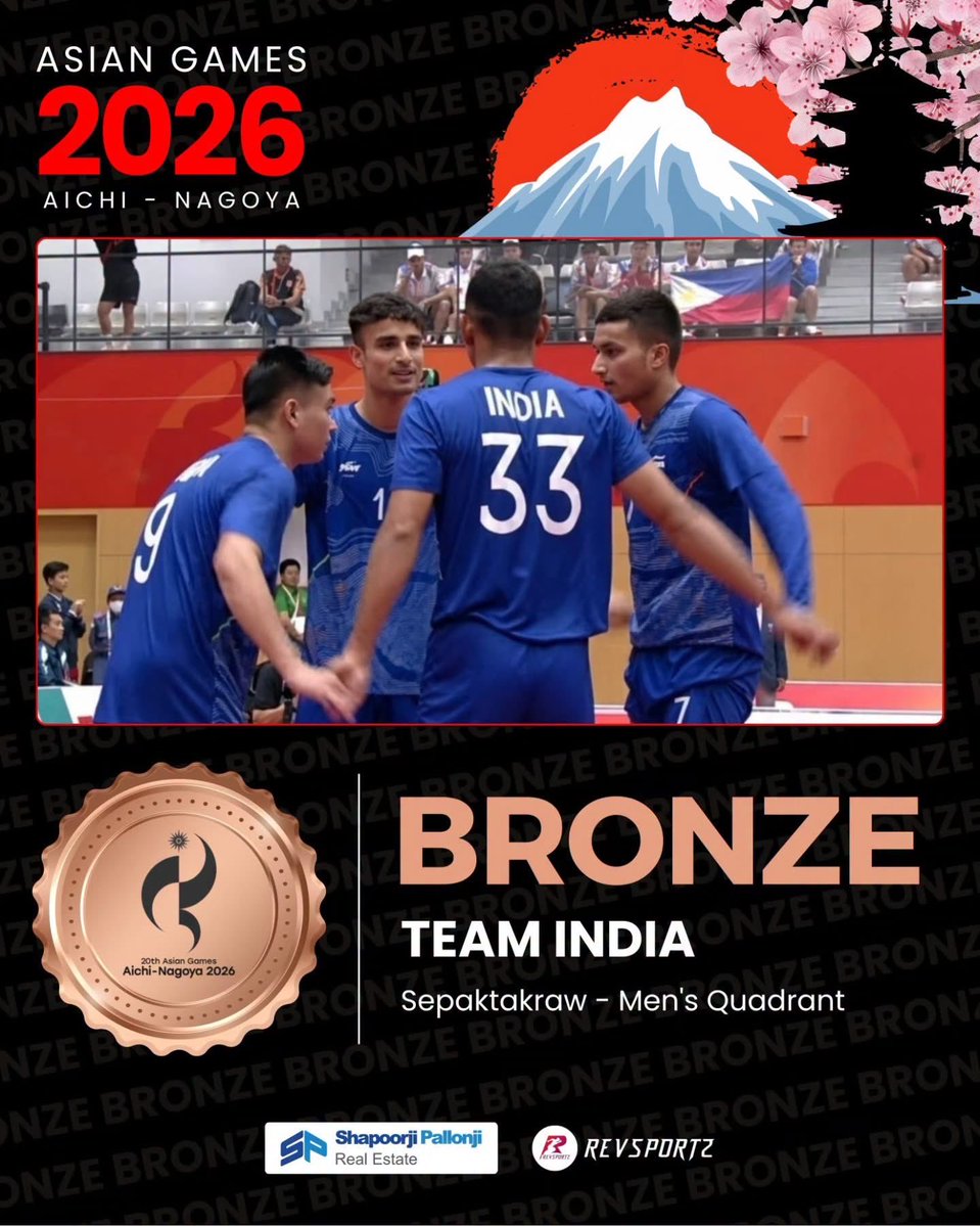 NBirenSingh's tweet photo. Heartiest congratulations to our Indian Men’s Sepaktakraw Quadrant team on securing the bronze medal at the Asian Games 2026 in Nagoya, Japan.

Despite a hard-fought loss in the semifinal, our team’s unbeaten run in the group stage, including a memorable victory over World Cup champions Myanmar, has brought home India’s third-ever Asian Games medal in the sport & the first in this edition.

This achievement is a true testament to their dedication, fighting spirit, resilience and unyielding determination. You have made the entire nation proud. I wish the team greater success ahead.