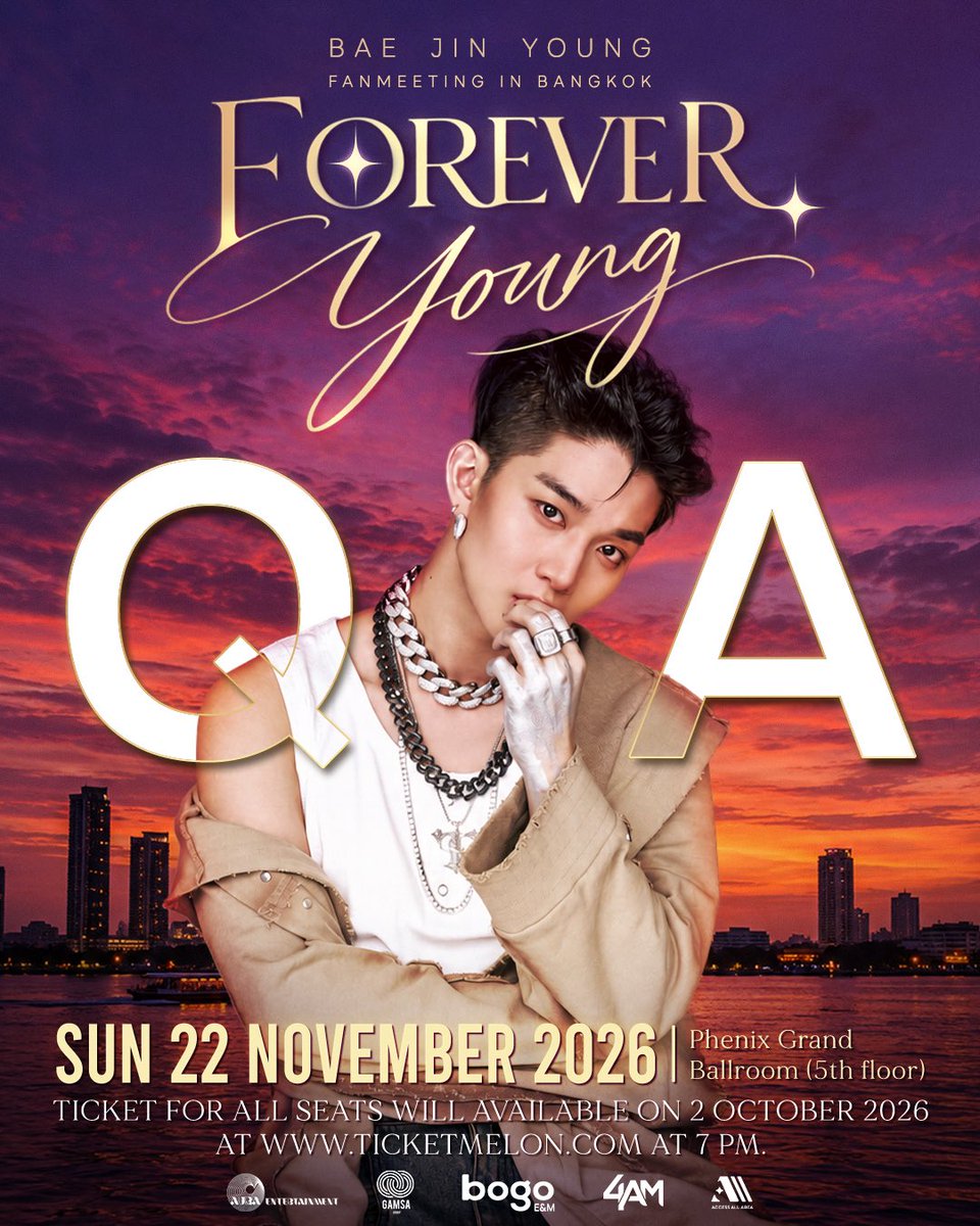 4AMwork's tweet photo. 🌟 Q&A รวมคำถามที่พบบ่อย | 2026 BAE JIN YOUNG FAN MEETING IN THAILAND 🌟
📅 อาทิตย์ที่ 22 พฤศจิกายน 2026 | 📍 Phoenix Hall, Bangkok
รวมคำตอบที่แฟน ๆ ถามกันเข้ามาเยอะที่สุดไว้ให้แล้วค่ะ 💜

Q: Hi Bye ถ่ายวิดีโอได้มั้ย?
A: ใช้มือถือถ่ายวิดีโอขณะขึ้นไป Hi Bye ได้ค่ะ 📱 ขอความร่วมมือทำตามคำแนะนำของสตาฟหน้างานด้วยนะคะ

Q: Photo Group จับ��ลุ่มเองได้มั้ย?
A: จับกลุ่มเองไม่ได้นะคะ ทุกคนจะขึ้นไปตามลำดับที่นั่ง และถ่ายรูปกลุ่มละ 1 รูปค่ะ 📸

Q: Video 1:1 (30 วินาที) คืออะไร?
A: เป็นสิทธิพิเศษสำหรับผู้โชคดี 20 ท่าน ที่จะได้อัดวิดีโอคู่กับจินยองประมาณ 30 วินาที ทักทายและคุยกันสั้น ๆ ค่ะ 🎥
•ถ่ายในพื้นที่ที่จัดไว้โดยเฉพาะในฮอลล์
•ใช้มือถือส่วนตัวไม่ได้ ทีมงานถ่ายใ��้ด้วยอุปกรณ์เดียวกันทุกคน
•ทีมงานจะตัดต่อแล้วส่งวิดีโอให้แต่ละท่าน
•ขอสงวนสิทธิ์ไม่รับคำขอพิเศษหรือต่อเวลาเพิ่มนะคะ

Q: Backstage Tour จะได้เจอศิลปินมั้ย?
A: ได้เดินทัวร์หลังเวทีในช่วงที่ทีมงานกำลังทำงานกันจริง ๆ มีหลายฝ่ายเดินเข้าออกตลอดค่ะ ระหว่างทางได้เจอศิลปินแน่นอนค่ะ เพราะยังทำงานอยู่หลังเวทีเช่นกัน
•แบ่ง 2 กลุ่ม กลุ่มละ 10 คน ใช้เวลาประมาณ 5 นาทีต่อกลุ่ม
•เดิ��ตามเส้นทางที่กำหนด โดยมีสตาฟเดินไปด้วยตลอด
•ขอสงวนสิทธิ์ในการเยี่ยมชมห้องแต่งตัวของศิลปิน และไม่ใช่การพบปะศิลปินแบบตัวต่อตัว
•❌ ไม่อนุญาตให้ถ่ายรูปหรือวิดีโอระหว่างทัวร์ค่ะ

Q: Premium Gift ใน Package Stayover มีอะไรบ้าง?
A: 🎁 มีของที่ระลึกจากงาน (แถมเซอร์ไพรส์จากศิลปินด้วยนะ!) และของตกแต่งในห้องพักทุกชิ้นที่ติดป้าย "Take Me Home" ก็นำกลับบ้านได้หมดเลยค่ะ
Q: Stayover มีรถรับส่งสนามบินมั้ย?
A: แพ็กเกจนี้ยังไม่รวมรถรับส่งสนามบินค่ะ แต่ถ้าอยากให้เราช่วยหารถ แจ้งสตาฟได้เลย ยินดีช่วยจัดการให้ค่ะ 🚗

Let's create unforgettable memories together as BAER🐻!!

#BaeJinyoung #배진영 #แพจินยอง #BaeJinYoungThailandFanMeeting #BaeJinyoung_ForeverYoung_BKK #ForeverYounginBKK #gamsagorup #4AMWork