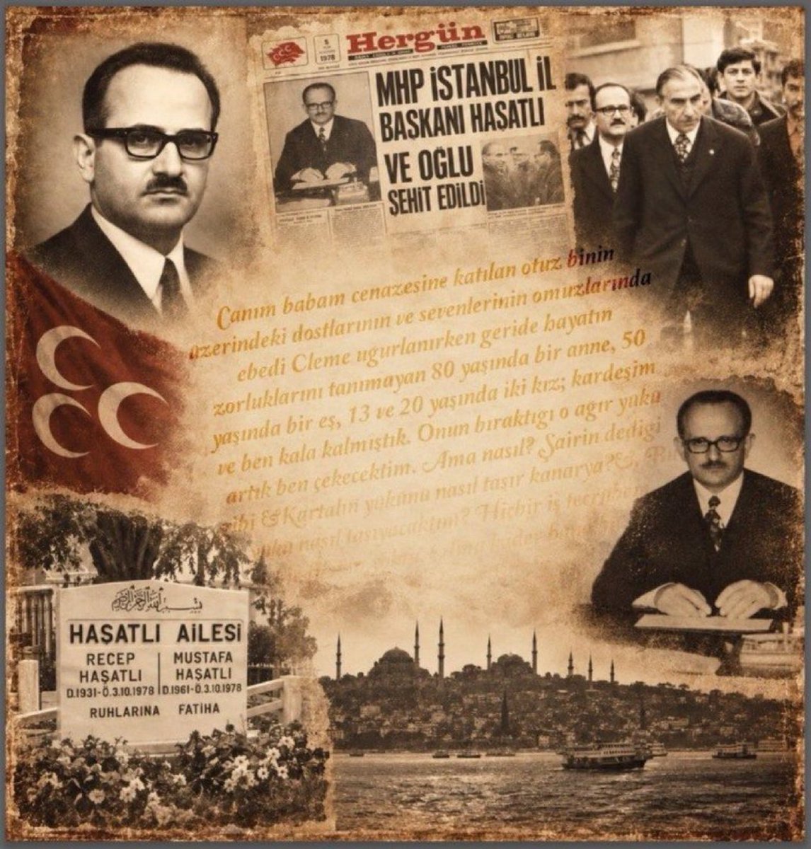 TuncOzgurel's tweet photo. 3 Ekim 1978'de hain bir pusuda Şehit edilen merhum İl Başkanımız Recep Haşatlı ve evladı Mustafa Haşatlı'yı, şehadetlerinin sene-i devriyesinde, 3 Ekim 2026 Cumartesi günü (YARIN), saat 12:00'de mezarları başında dualarla anacağız.

Akabinde Merkez Efendi Camii'nde aziz ruhlarına ithafen Mevlid-i Şerif okunacak, Kuran tilaveti yapılacaktır.