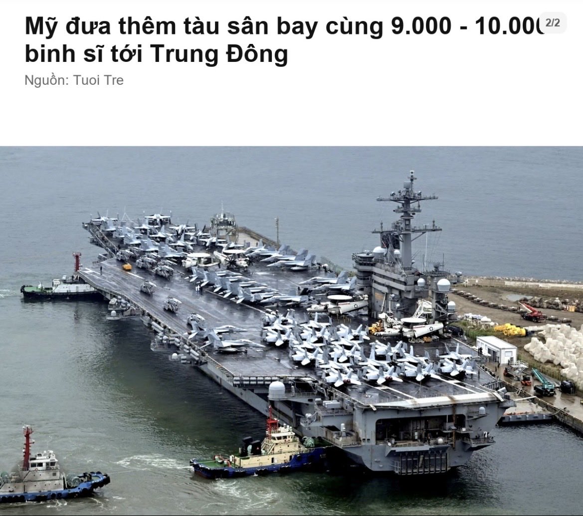 OchiulChi0's tweet photo. SUA trimite al 3-lea portavion + ~10.000 de militari în Orientul Mijlociu.

USS Theodore Roosevelt a plecat din San Diego, sosire la sf. lui nov. Se alătură altor 2 portavioane.

Total: >60.000 trupe, pe fondul tensiunilor cu Iranul.

Sursa: WSJ

#SUA #Trump #Iran https://t.co/AfnuYlKrnO