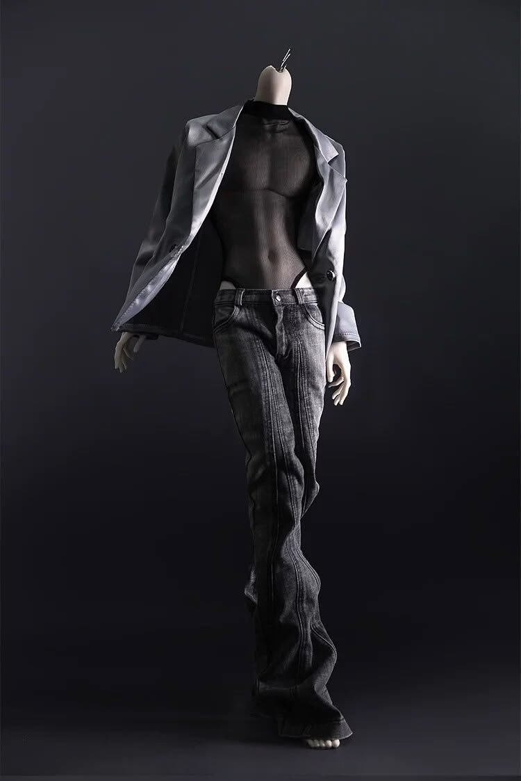 gothicornate_'s tweet photo. sheer mesh, tailored blazer, wide-leg trousers. https://t.co/5Y3oIGfLbh
