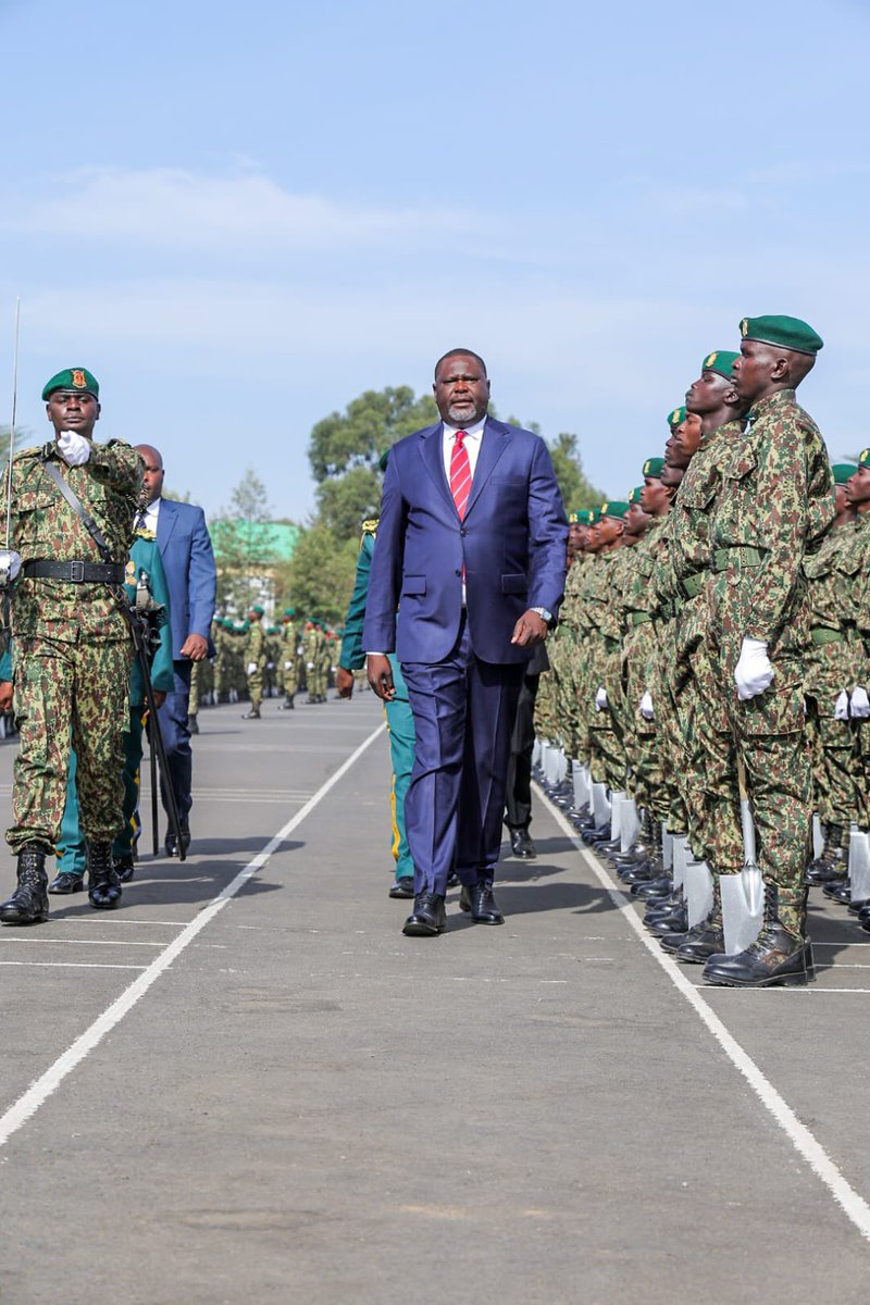 PoliceKE's tweet photo. "Today is not simply a graduation ceremony. It is a celebration of discipline, patriotism, resilience, skills development, and service to the Republic of Kenya."
Cabinet Secretary for Ministry of Public Service, Performance, and Special Programmes, Hon. Geoffrey Ruku, during the National Youth Service Passing-Out Parade.
The ceremony marked the successful completion of six months of initial training for over 15,000 recruits in Gilgil, Nakuru County.