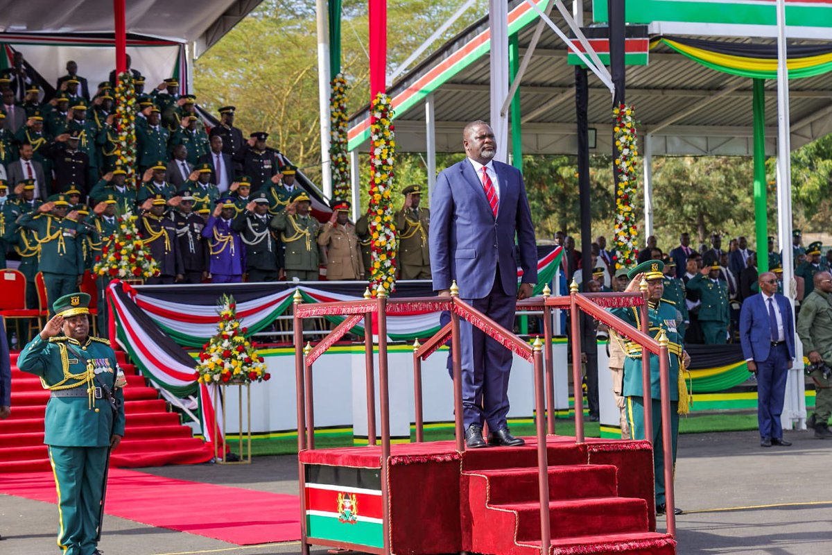 PoliceKE's tweet photo. "Today is not simply a graduation ceremony. It is a celebration of discipline, patriotism, resilience, skills development, and service to the Republic of Kenya."
Cabinet Secretary for Ministry of Public Service, Performance, and Special Programmes, Hon. Geoffrey Ruku, during the National Youth Service Passing-Out Parade.
The ceremony marked the successful completion of six months of initial training for over 15,000 recruits in Gilgil, Nakuru County.