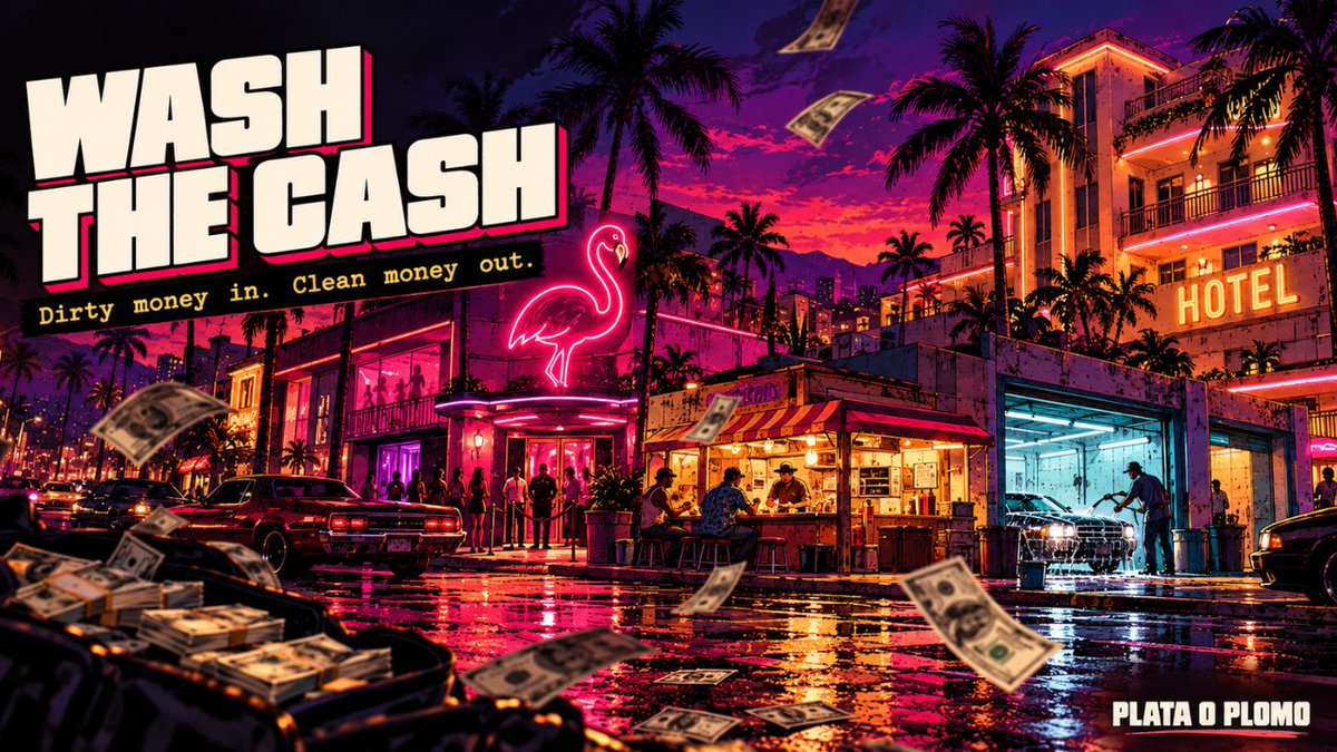 PlayPlataPlomo's tweet photo. Plata o Plomo runs on two kinds of money. $PLATA

Dirty cash pays for guns, bribes and bail. Clean cash builds the empire.

Wash it through your fronts: Club Flamingo, the taquería, the car wash, the hotel, the hacienda. Upgrade them and they pay more every minute. https://t.co/twuAWxSY0r
