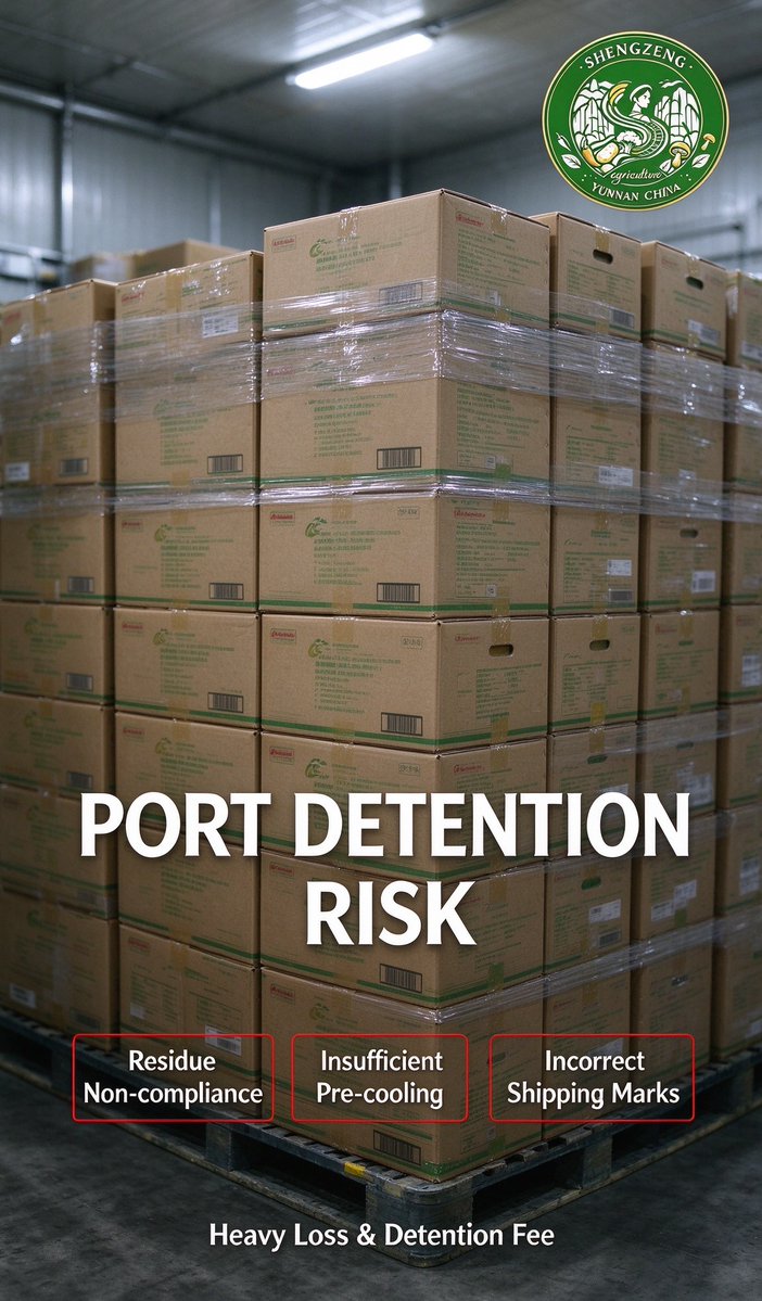 shengujing's tweet photo. Risk warning for SEA vegetable importers:
 port detention from residue‑failure / poor pre‑cooling / wrong marks. 
We provide pre‑shipment screening. Check bio‑email for risk‑control checklist. 
mail：yanghong@shengzeng-agri.com
#export https://t.co/o8MHnHENTz