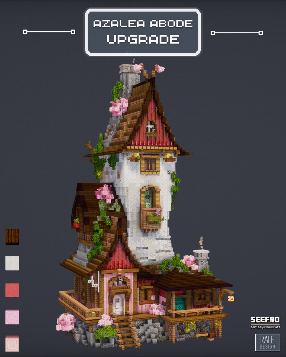 RaleDesign's tweet photo. Minecraft Fantasy Azalea Abode Upgrade
Built with @fro_see
 #minecraft #mc #minecraftbuilds #minecraftdesigns #minecraftinspiration #minecraftdecoration

⬇️ Download my Builds on Patreon (bio) https://t.co/uIKuaovzQG