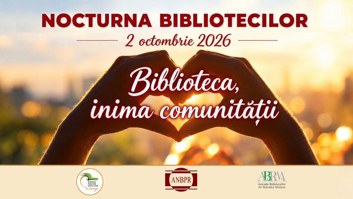 BibCreanga's tweet photo. 🌙 NOCTURNA BIBLIOTECILOR la Biblioteca Națională pentru Copii „Ion Creanga”
Vă invităm să petreceți o seară specială, plină de povești, întâlniri cu scriitori, lectură și activități captivante pentru copii și adolescenți!
https://t.co/kTGJZa4LbF https://t.co/ohCEXrFItK