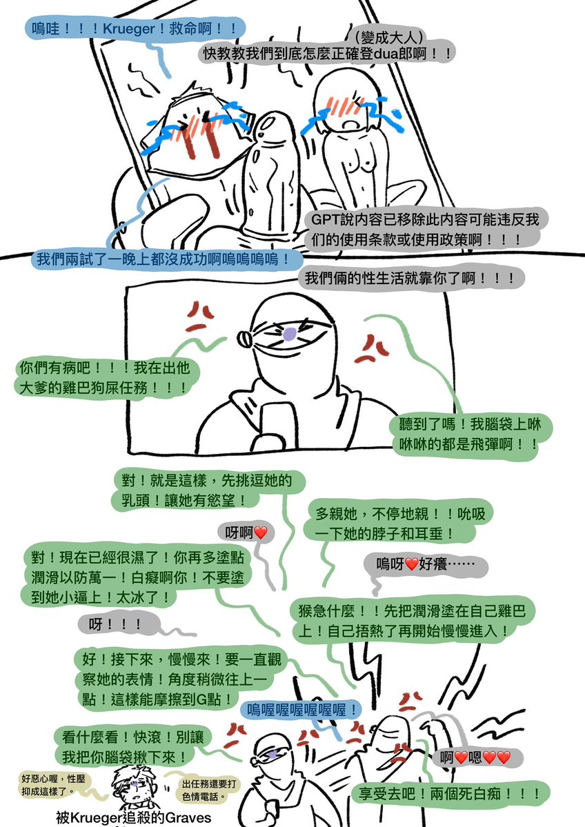 AliceCendrillon's tweet photo. 初夜梗，和Konig的初夜（兩個人都是處）本來是想畫點色的結果給我畫的一個大爆笑⋯⋯sos https://t.co/NXZUiwmN8H