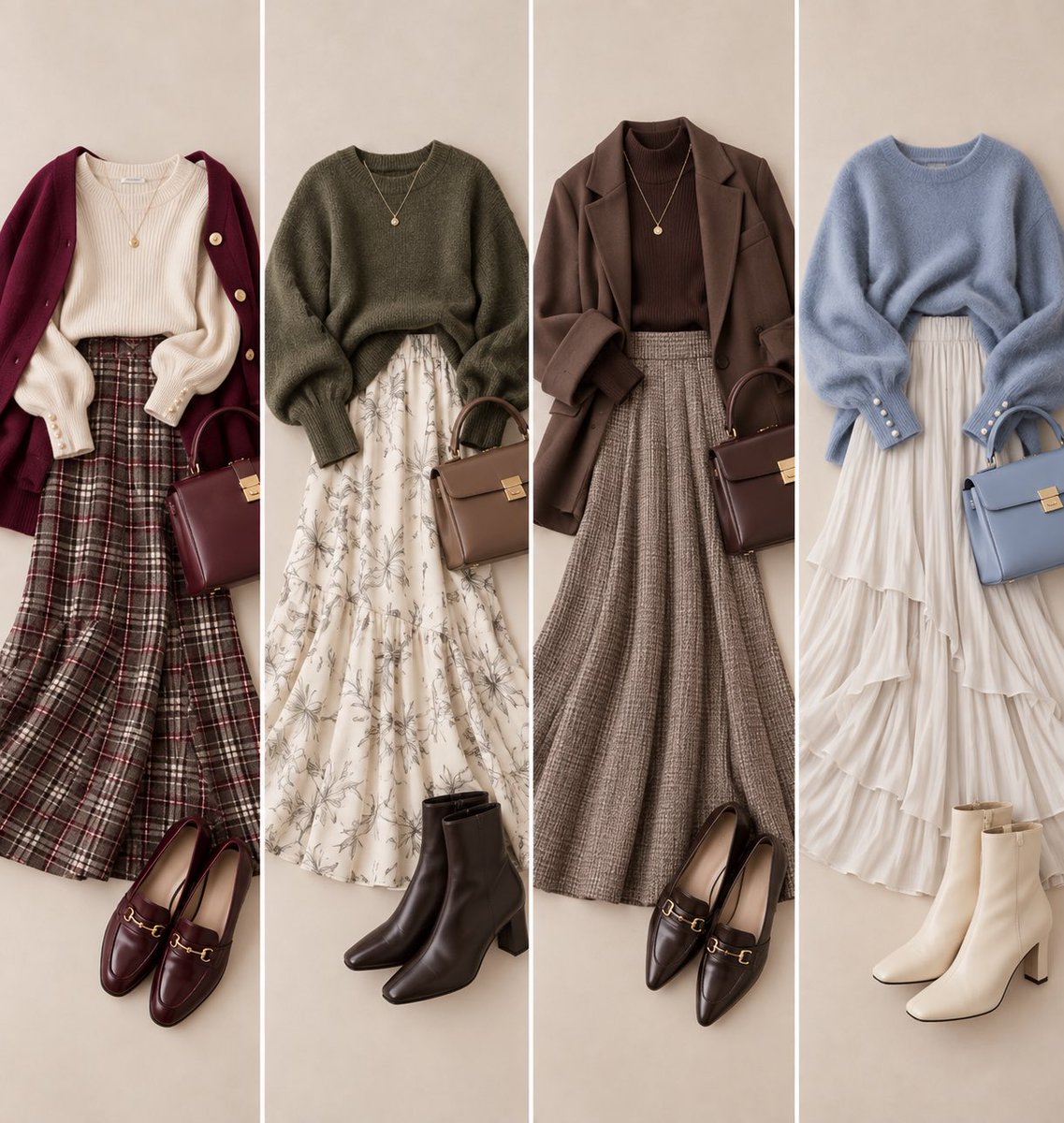 aka___xxxx's tweet photo. 秋服に取り入れたい4色🍂
ボルドー・オリーブ・チョコブラウン・ダスティブルー https://t.co/VkbHxl649y