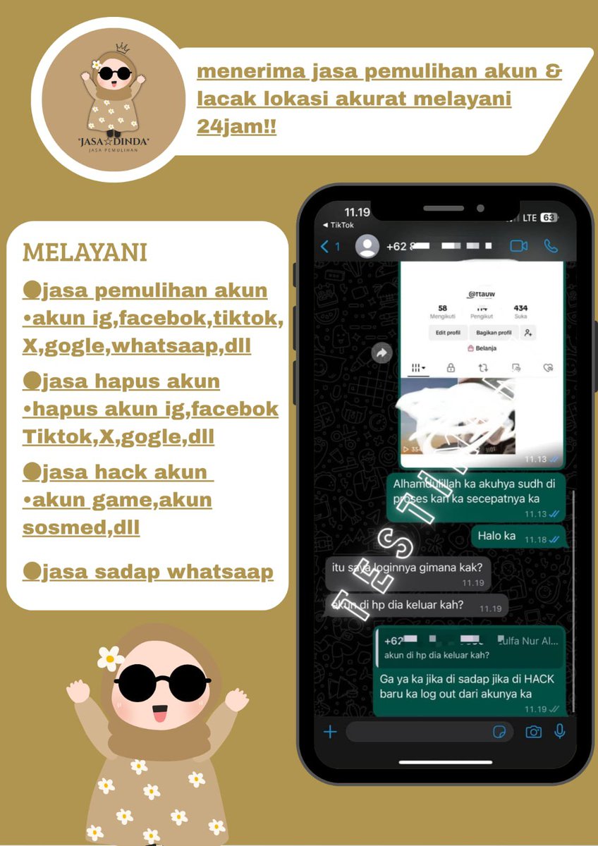 pistxcio's tweet photo. JASA PEMULIHAN AKUN/DELETE AKUN, BERGARANSI RESMI GUYSS

KENDALA
🫯PULIHKAN CHT WA LAMA
🫯JASA SADAP WA/IG
🫯LUPA PASWORD &amp; LUPA DATA2
🫯JASA HAPUS AKUN ALL SOSMED
🫯JASA PULIHKAN AKUN ALL GAME
🫯GOGGLE ,GMAIL,IG,TWITER, FB,TIKTOK,DLL

Fast respon WA di bio ya 🤗 https://t.co/CWz1EgjXh6