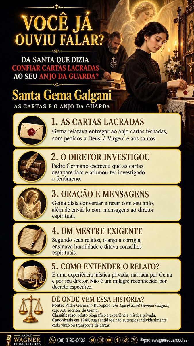 PeWagnerEduardo's tweet photo. ✨ VOCÊ JÁ OUVIU FALAR?
✉️ Santa Gema Galgani e as cartas ao Anjo da Guarda
✝️ Padre Wagner Eduardo Dias
📍 Paróquia Santos Reis | Montes Claros–MG

#SantaGemaGalgani #AnjoDaGuarda #VocêJáOuviuFalar #PadreWagnerEduardoDias #FéCatólica https://t.co/gC86Lqgf2I