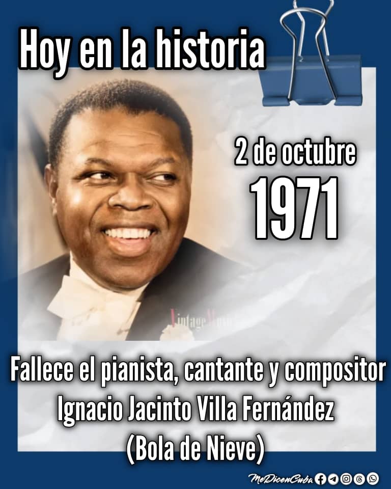 HidysB's tweet photo. En 1971 Fallece el pianista, cantante y compositor Ignacio Jacinto Villa Fernández (Bola de Nieve). @CubaCubacons https://t.co/LtlTmwMIXE
