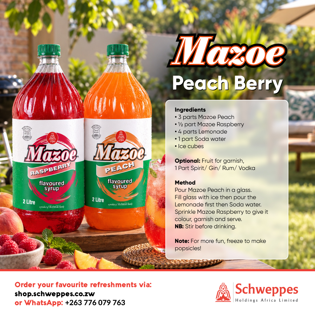 SchweppesZW's tweet photo. Peach or Raspberry? Why choose one?
Mix them together and create your own Mazoe Peach Berry! π₯€β¨
Grab yours today, get mixing and make your weekend a little more delicious. π
#Mazoe #WeekendVibes #Mocktail #Cocktail #MazoeRaspberry #MazoePeach #MazoePeachBerry https://t.co/UXE2QsjH2A