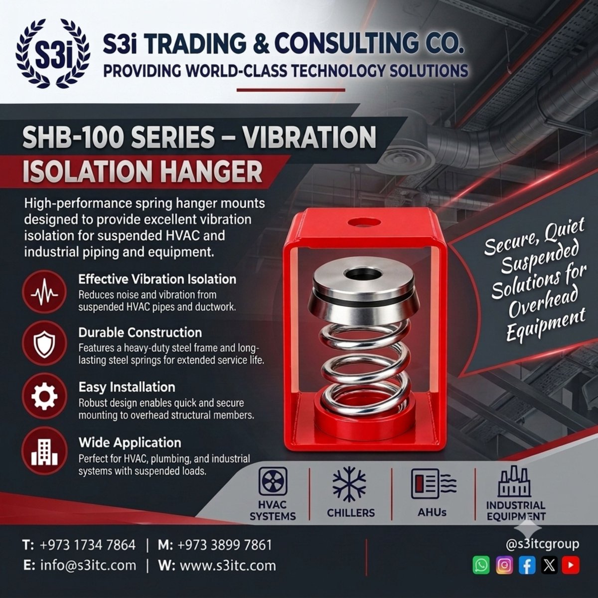 s3itcgroup's tweet photo. Introducing Andre’s SHB‑100 Series – Vibration Isolation Hanger  
Secure, quiet suspended solutions for overhead HVAC and industrial equipment.

Follow @s3itcgroup for more world‑class technology solutions. https://t.co/i4CDcdJas0