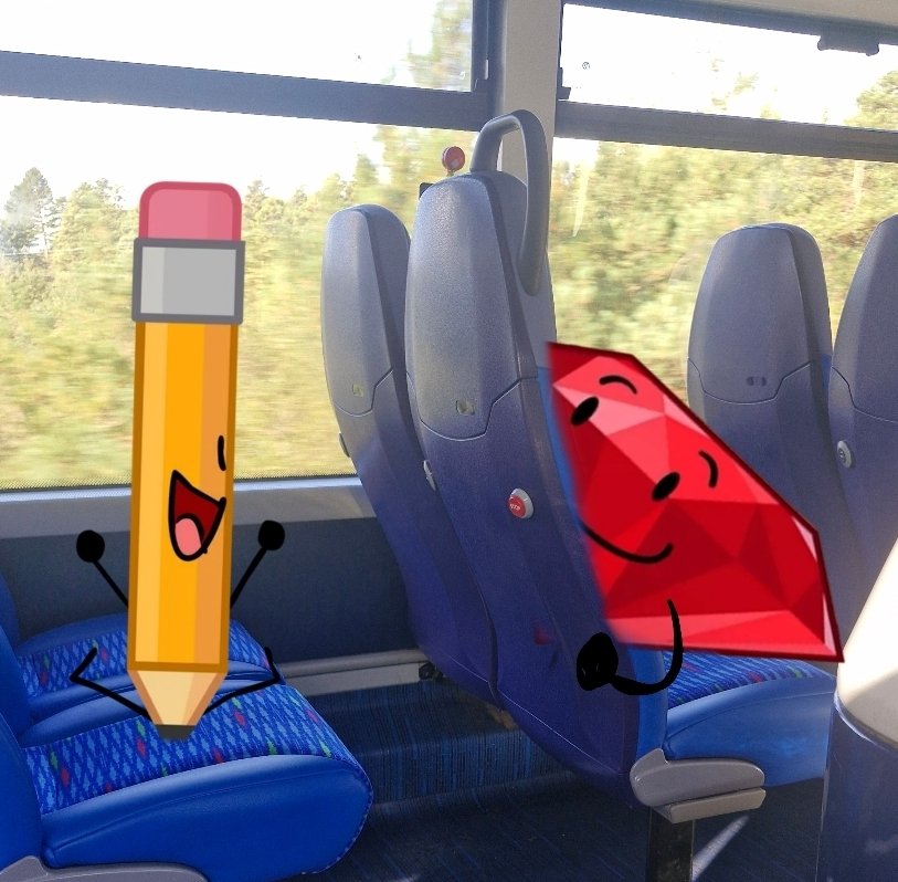 Frostedcatmint's tweet photo. Rubycil on a bus :) #bfdi https://t.co/uStSmezdF2