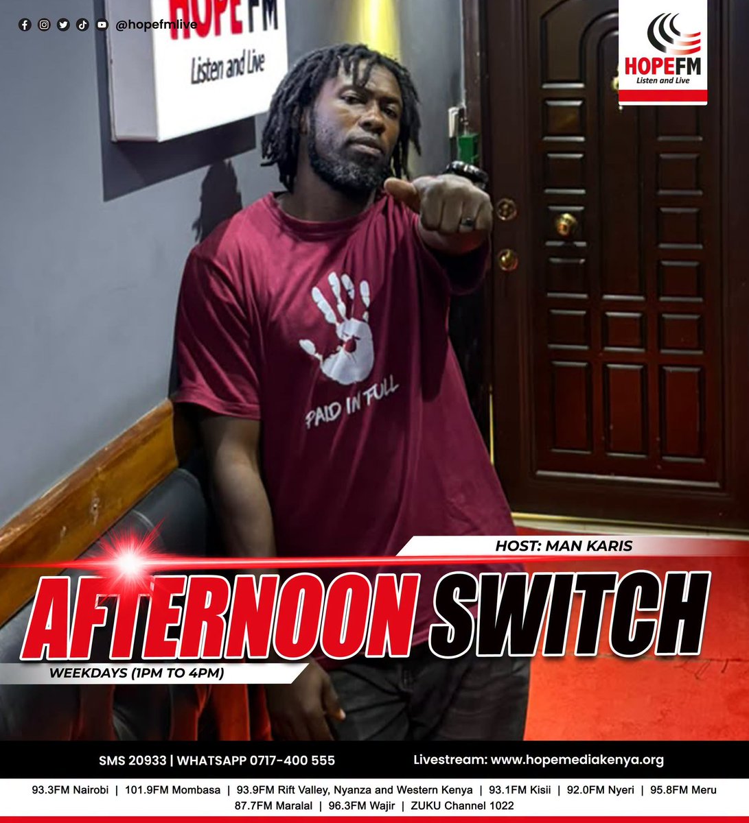 HopeFMLive's tweet photo. God gave you a gift of 86,400 seconds today. Have you used one to say ‘thank you?

Karibu for the Switch.

#TheAfternoonSwitch with @Karis_poetry 
#KarisOnTheSwitch https://t.co/u2pFnV43C4