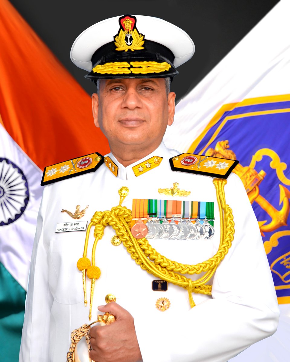 IN_HQSNC's tweet photo. ⚓𝘼 𝙉𝙚𝙬 𝙃𝙚𝙡𝙢𝙨𝙢𝙖𝙣 𝙖𝙩 #𝙁𝙊𝙎𝙏

Rear Admiral Sundeep S Randhawa, VSM, assumed charge as the 28th Flag Officer Sea Training (#FOST) on 01 Oct 26, upon promotion to Flag Rank.

An alumnus of the Naval Academy, Goa, JSCSC Shrivenham, UK, and the US Naval War College, Rhode Island, he has held diverse command and staff appointments, including Cmde Naval Operations at NHQ and Director, Department of Military Affairs.

His sea commands include #INFAC T80, #INSNashak, #INSChennai and aircraft carrier #INSVikramaditya.
#IndianNavy #Leadership #SeaTraining
@indiannavy 
@IndiannavyMedia 
@SpokespersonMoD