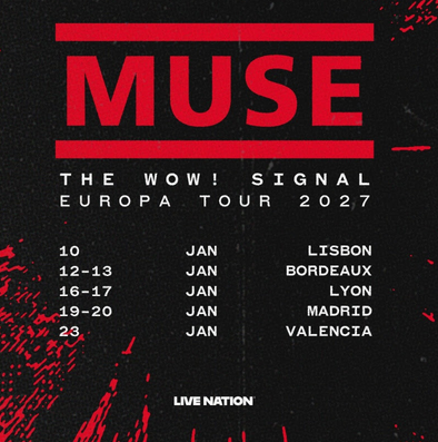 muse_iwantruth's tweet photo. Muse Europa Tour 2027

Muse pre-sale : Tuesday 06/10 9am (local)
Arenas pre-sale : Wednesday 07/10 9am
General sale : Thursday 08/10 9am

Register here for Muse pre-sale: https://t.co/NUJ7Q5ClAn https://t.co/7K7r9c8gl6