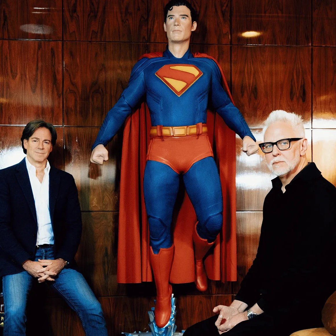 SuperSagaNews's tweet photo. James Gunn and Peter Safran will remain co-CEOs of DC Studios post Paramount-Warner Bros merger 

Mike De Luca and Pam Abdy are out, with Paramount's Josh Greenstein and Dana Goldberg overseeing both studios

(@PuckNews) https://t.co/WM093fjDS3