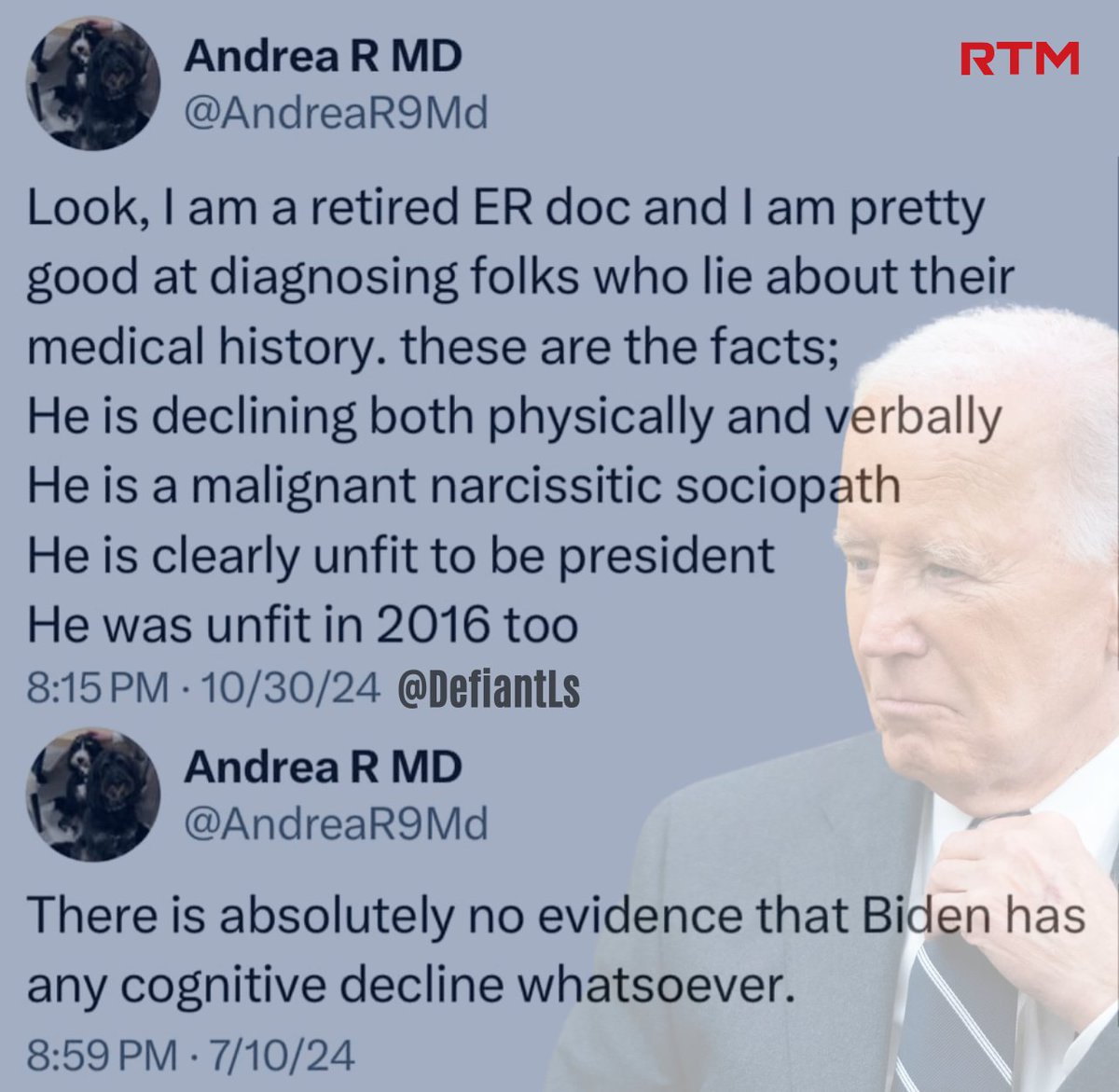 DefiantLs's tweet photo. I thought you were "pretty good at diagnosing folks"? https://t.co/Y6xppVO44h