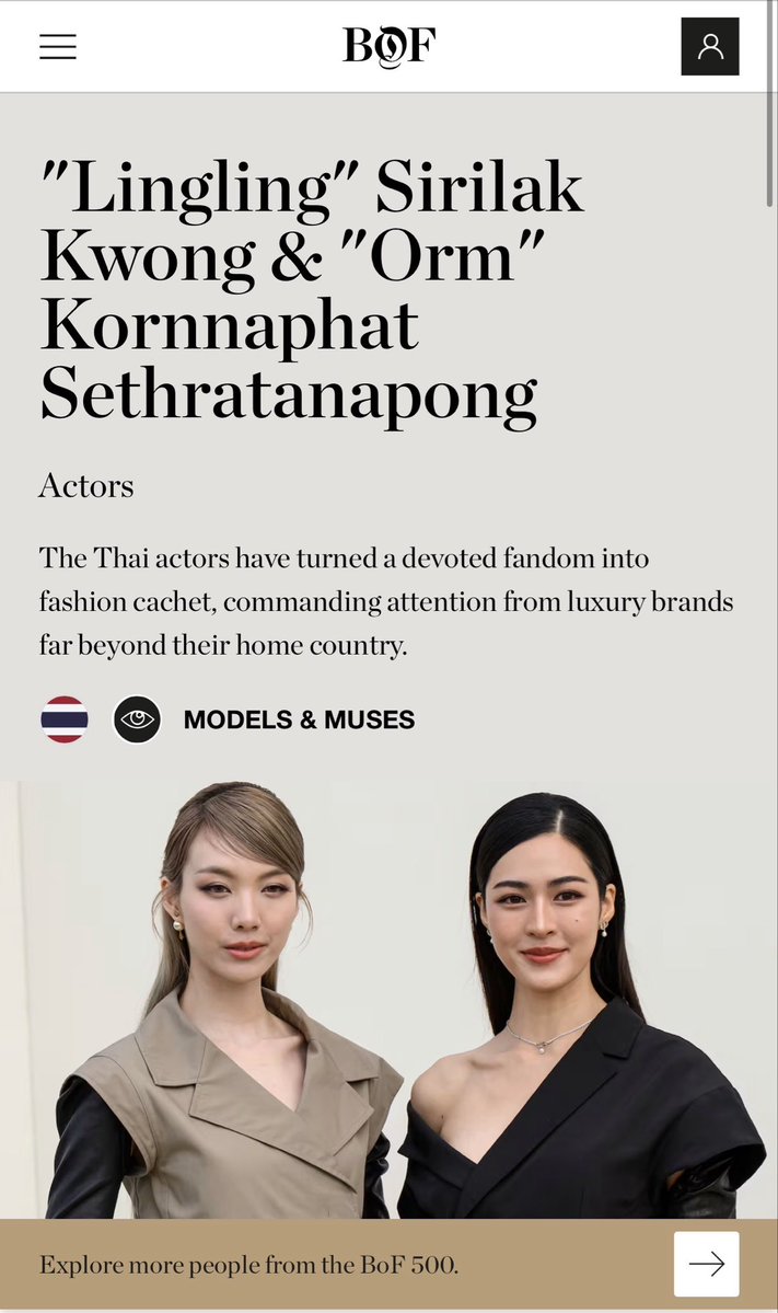 vlrp01's tweet photo. 🎉 Congratulations to Lingling Sirilak Kwong and Orm Kornnaphat Sethratanapong on joining The BoF 500 Class of 2026 — The people shaping the global fashion industry.

Read at: 
https://t.co/TWTkN58WnV

💭 "Thai actors “Lingling” Sirilak Kwong and “Orm” Kornnaphat Sethratanapong have emerged as two of luxury fashion’s most talked-about young ambassadors."

#หลิงออม #LingOrm #Dior 
#หลิงหลิงคอง #LinglingKwong
#ออมกรณ์นภัส #OrmKornnaphat