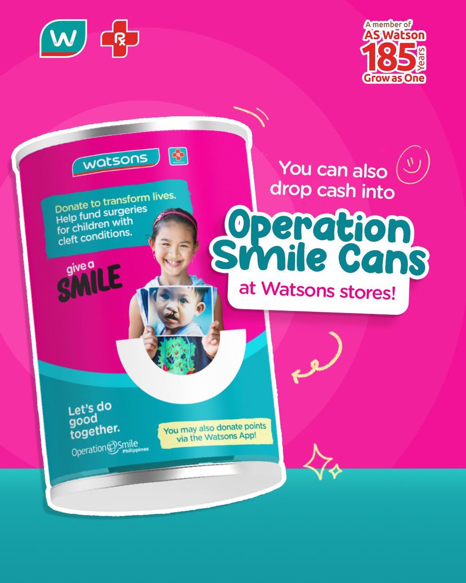WatsonsPH's tweet photo. Even our fave P-Pop boys are fans of helping transform the lives and smiles of children with cleft conditions.

Donate Watsons Club points via the app or give cash through our Operation Smile cans in stores! 

#WatsonsSustainableChoices #WatsonsPH #ASWatsons185

(2/2) https://t.co/FbZ7mcQJvJ