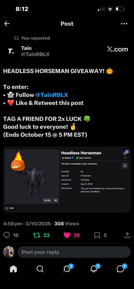evxmia81's tweet photo. @TainRBLX All done! Goodluck to everyone else and thank you for hosting!
@aliiahhxo https://t.co/goict8IWuJ