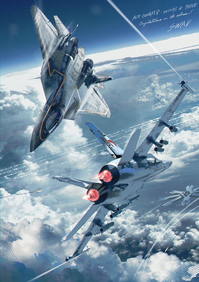 _SWAV_'s tweet photo. 『ACE COMBAT 8: WINGS OF THEVE™』にて、
コンセプトアーティストとして参加させて頂きました。
また兵器デザインと一部衣装デザインも担当いたしました。

ACEシリーズのアートに携わることは子どもの頃からの夢でしたので、感無量です！
本作が大空へはばたき、世界中の方々に届くことを願っています！

#ACECOMBAT #ACE8