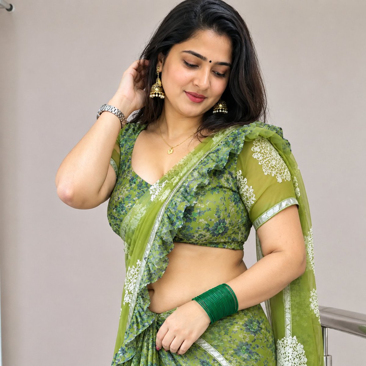 Shruti_here_'s tweet photo. Elegance in every pose, beauty in every frame. 💚✨ https://t.co/w8RmIZSBpm