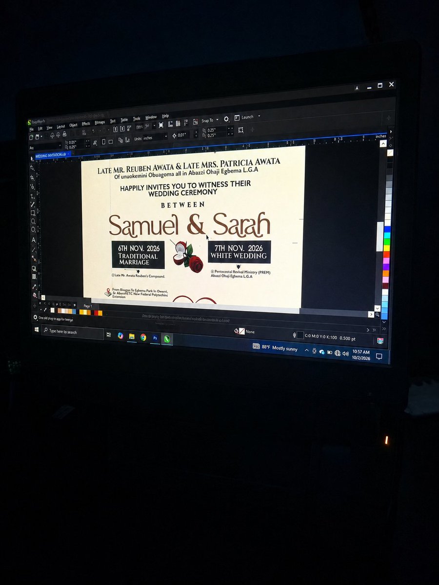 SOG_Studios_1's tweet photo. A little look at my latest wedding invitation design for Samuel &amp; Sarah. Clean, elegant and made to stand out. Thoughts?
#GraphicDesign #WeddingDesign #CorelDraw #DesignInspiration #CreativeDesign https://t.co/hN8L0bq4Vt