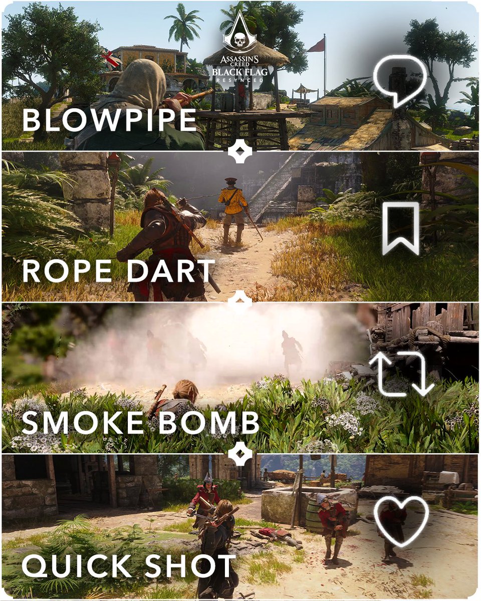 assassinscreed's tweet photo. Aye Assassins, which tool never leaves your belt? 🏴‍☠️🦅
 
👇 Pick your favorite!
 
#AssassinsCreed https://t.co/ET6ZekCeAt