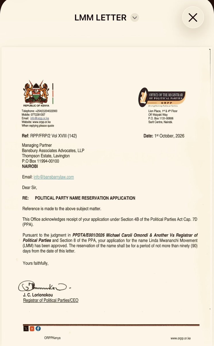 paulinenjoroge's tweet photo. The people have fought for this, and God has been on our side. We have our name!
LINDA MWANANCHI MOVEMENT (LMM) https://t.co/NEbteJPulX
