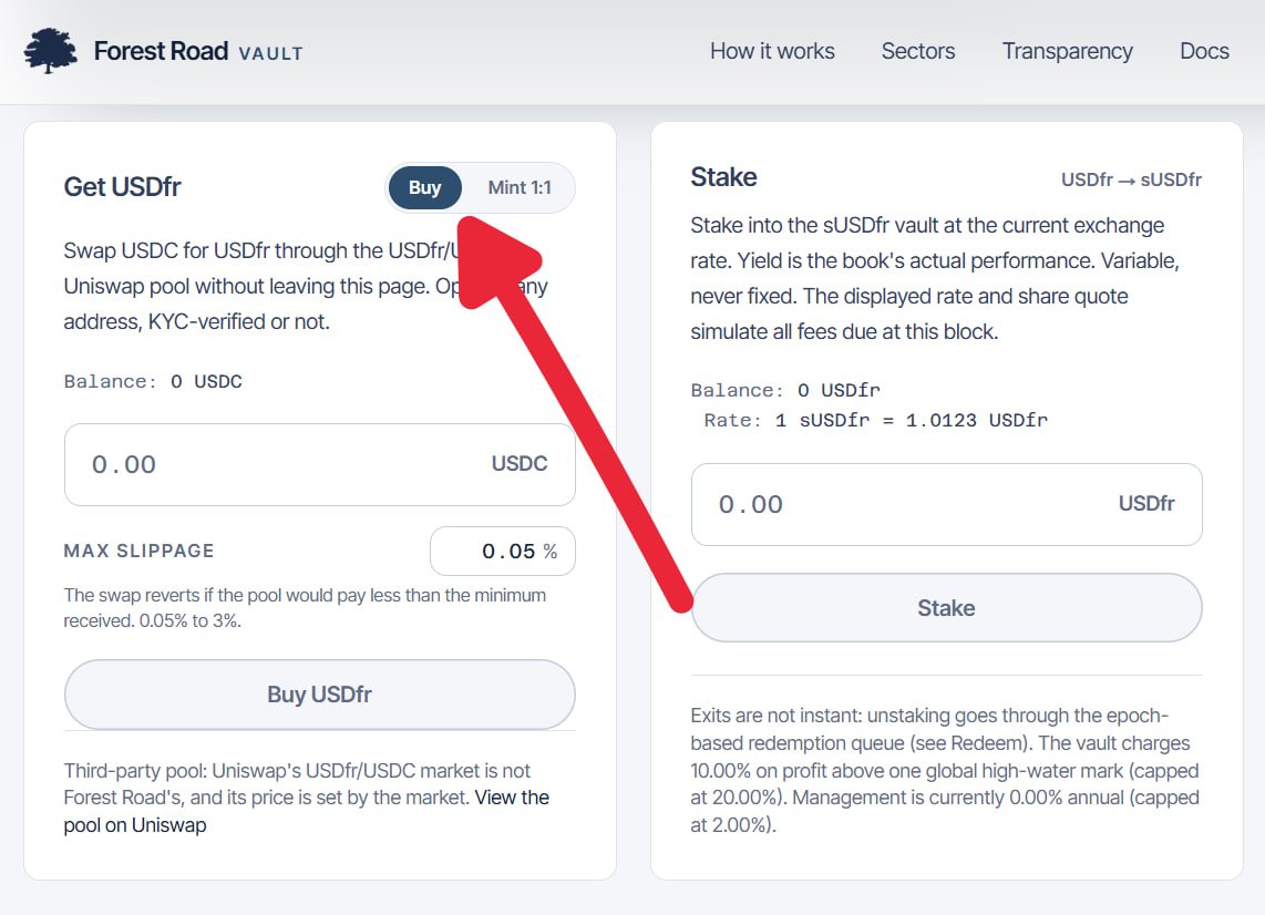 forestroadvault's tweet photo. You can now buy USDfr directly in the app through the Uniswap USDfr/USDC pool.

https://t.co/f264hM0xG9 https://t.co/NvL3rGZD21