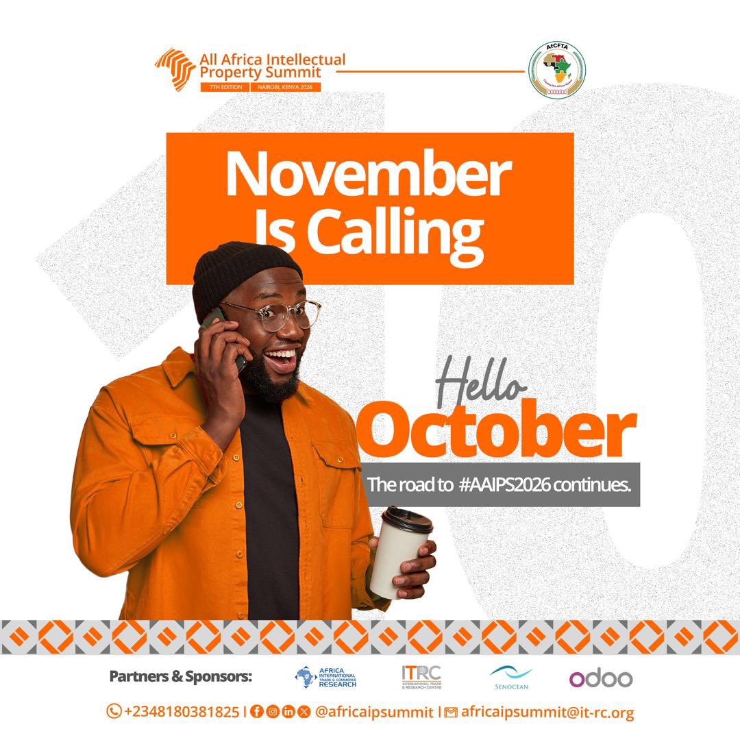 africaipsummit's tweet photo. November is CALLING, but first Hello OCTOBER.

The 7th All Africa Intellectual Property Summit is getting closer, and we can’t wait to welcome you.

See you in November, Africa!

Happy New Month. https://t.co/tvehBpXUBf