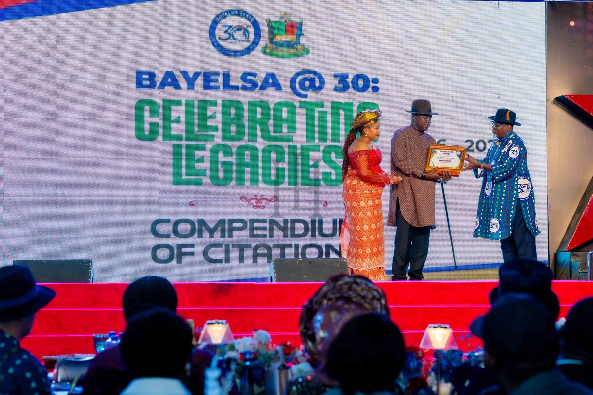 senlokpobiri's tweet photo. The moments at the Dinner & Award Night in celebration of Bayelsa @ 30 were not merely about conviviality; they were a profound acknowledgement of the sacrifices of our founding leaders, the commitment of every Bayelsan, and our collective determination to keep moving forward.

As the pioneer Speaker of the Bayelsa State House of Assembly, I have watched our dear State grow from faith to grace, surmounting the challenges that dared confront us. I am particularly encouraged that our people have remained united in the pursuit of the common good.

Today, we have rekindled the fire for growth, renewed our desire for stability, and strengthened our resolve to preserve the peace that has sustained our progress. 

With the commitment of every Bayelsan, we will continue to propel our dear State to enviable heights. This is our creed; this is our shared responsibility.

Sen. Heineken Lokpobiri Ph.D