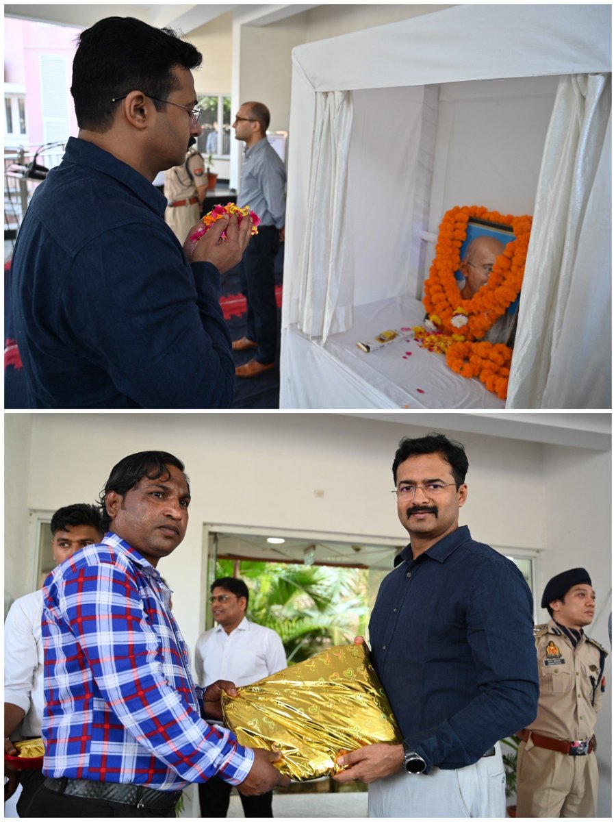 01BNSSF's tweet photo. आज दिनांक 02.10.26 के दिन राष्ट्रपिता महात्मा गांधी व पूर्व प्रधानमंत्री लालबहादुर शास्त्री जी के जयंती के अवसर पर #DIG #UPSSF श्री हेमंत कुटियाल व सेनानायक #01BnUPSSF डा0 श्री सतीश कुमार द्वारा माल्यार्पण कर पुष्पांजलि अर्पित की गई। @DG_UPSSF @veerendra096 https://t.co/FWMrfIWshE
