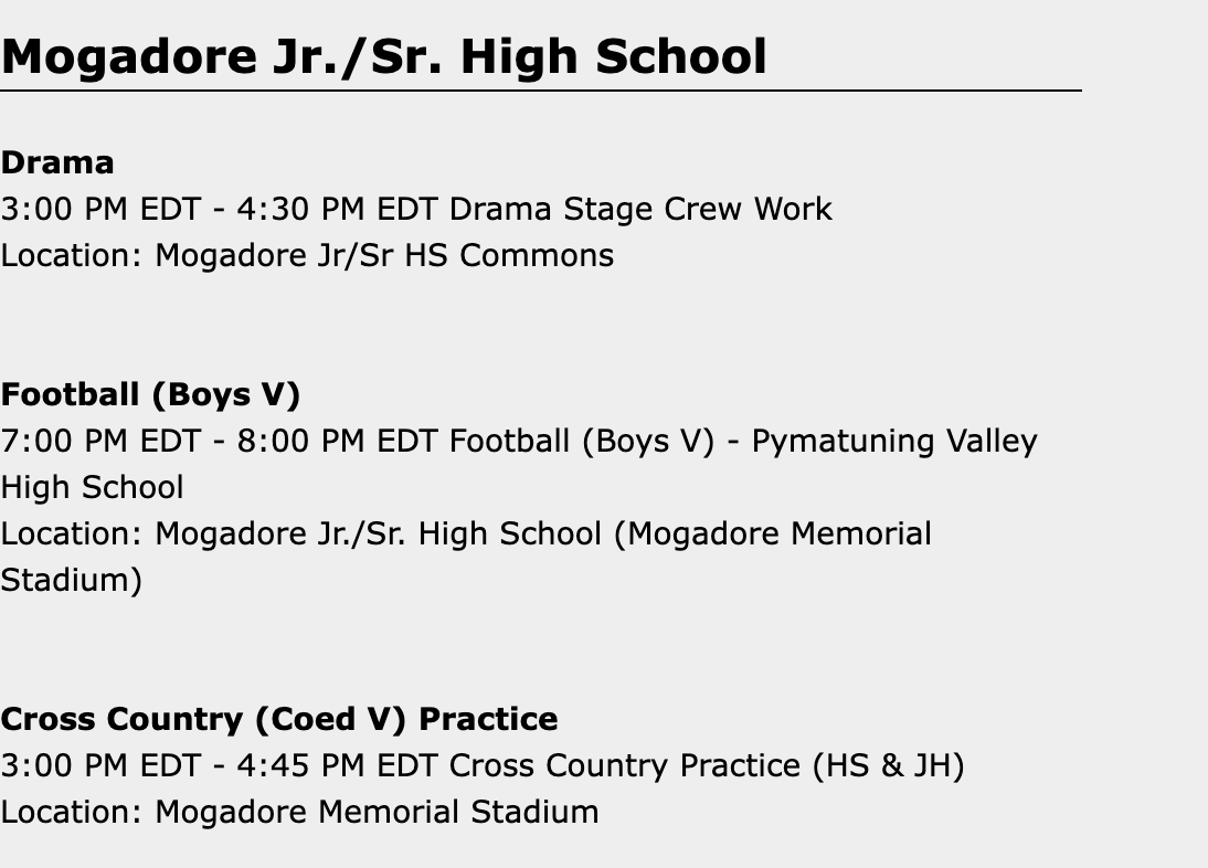 MogAthCats's tweet photo. Athletic schedule for Friday, 10-2-26. #MogadoreWildcatFamily https://t.co/QnWJm0ZXhe