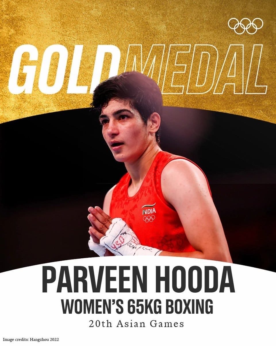 BabitaPhogat's tweet photo. मुक्केबाजी में भारत की स्वर्णिम विजय...
🇮🇳🥇✌️
एशियन गेम्स 2026 में 65kg मुक्केबाजी स्पर्धा में गोल्ड मेडल जीतने पर परवीन हुड्डा को हार्दिक बधाई।🎊

आपकी यह शानदार सफलता आपकी कड़ी मेहनत और समर्पण का परिणाम है।पूरा देश आपकी इस उपलब्धि पर गर्व महसूस कर रहा है। 

भविष्य के लिए अनंत शुभकामनाएं। 

#Cheers4Bharat