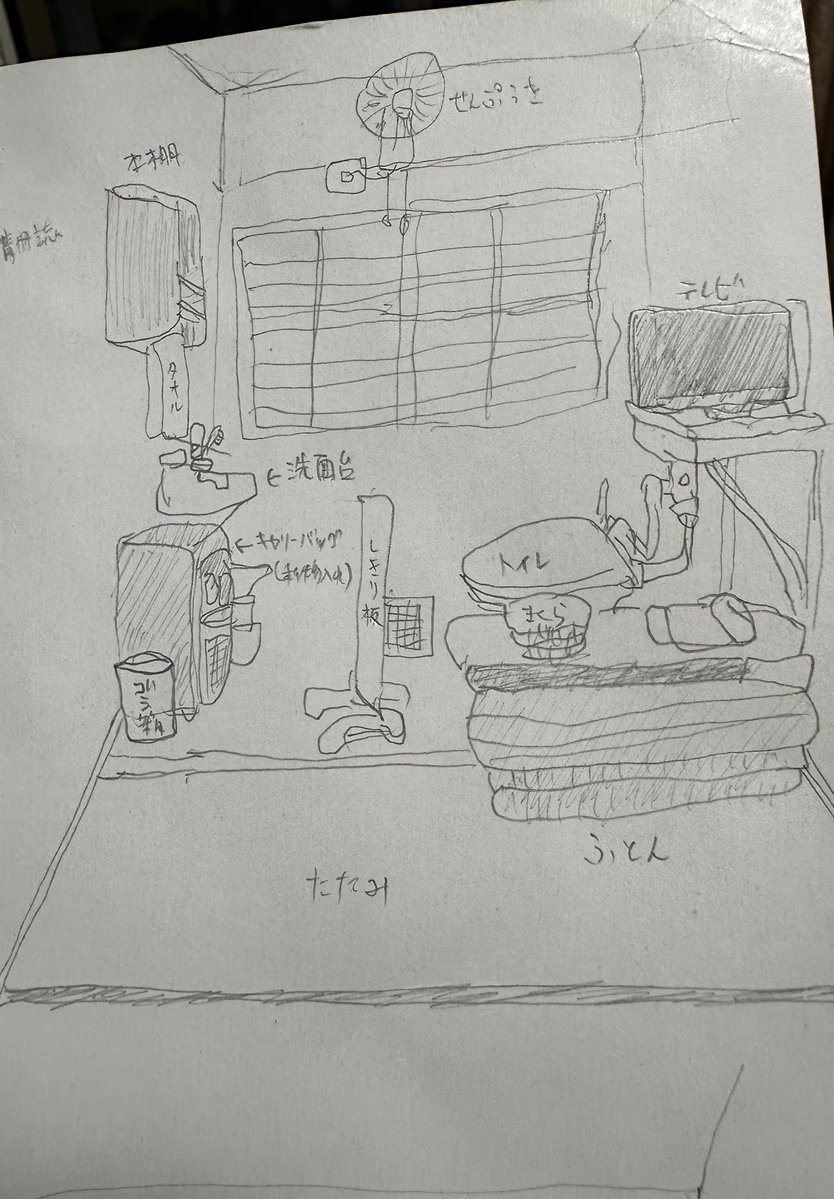 420presoner's tweet photo. 刑務所の単独室（独居房）
時計がないため基本的に時間が分からない。
拘置所と違ってテレビがあり平日は17時過ぎから21時まで、土日祝日は9時半から12時半、14時から16時、17時から21時まで視聴可能。
エアコンが廊下に設置されてはいるが夏は暑く冬は寒い。
畳がボロボロで汚い、鉄格子越しの空。 https://t.co/z8AdWqbT0M