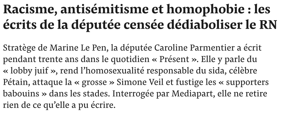 ellensalvi's tweet photo. Caroline Parmentier, le 02/09/26 : “Si j’avais vraiment écrit pendant 30 ans des articles antisémites, homophobes et racistes, j’aurais été condamnée tous les matins. Arrêtez de gober tout ce que déblatère Mediapart.”

Caroline Parmentier, pendant 30 ans : https://t.co/exGpA1sfKR https://t.co/TLzDILJMf8