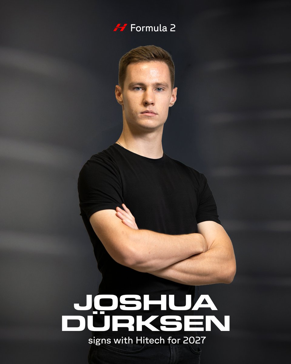 HitechGP's tweet photo. 🆕✍️ We’re delighted to welcome Joshua Dürksen 🇵🇾 as the first confirmed driver of our 2027 FIA @Formula2 Championship line-up.

With eight F2 victories and 16 podium finishes, Joshua brings proven race-winning experience to Hitech as Formula 2 enters a new era.

Welcome to Hitech, Joshua 🤝

#Hitech #F2 #RoadToF1 #JoshuaDurksen