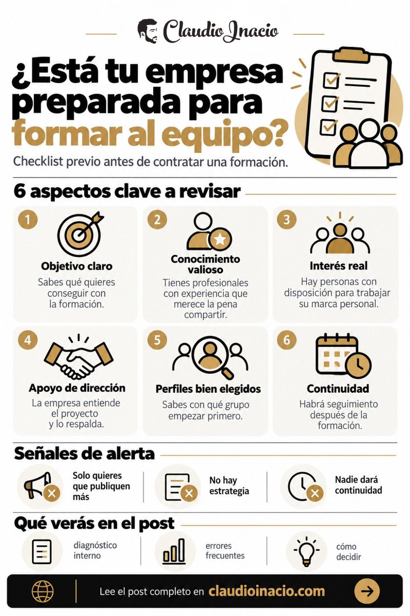 cinacio06's tweet photo. Cómo saber si una empresa está preparada para formar al equipo en marca personal 👉 https://t.co/K2X8pyvlbC https://t.co/X98suOyoNj
