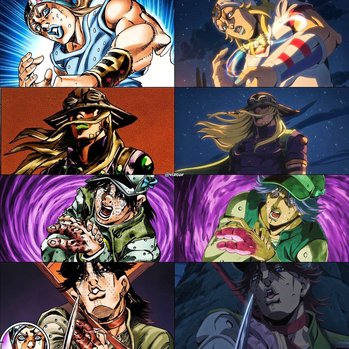 viztur's tweet photo. Steel ball run EP3

Manga                              Anime https://t.co/WX7F92tK70