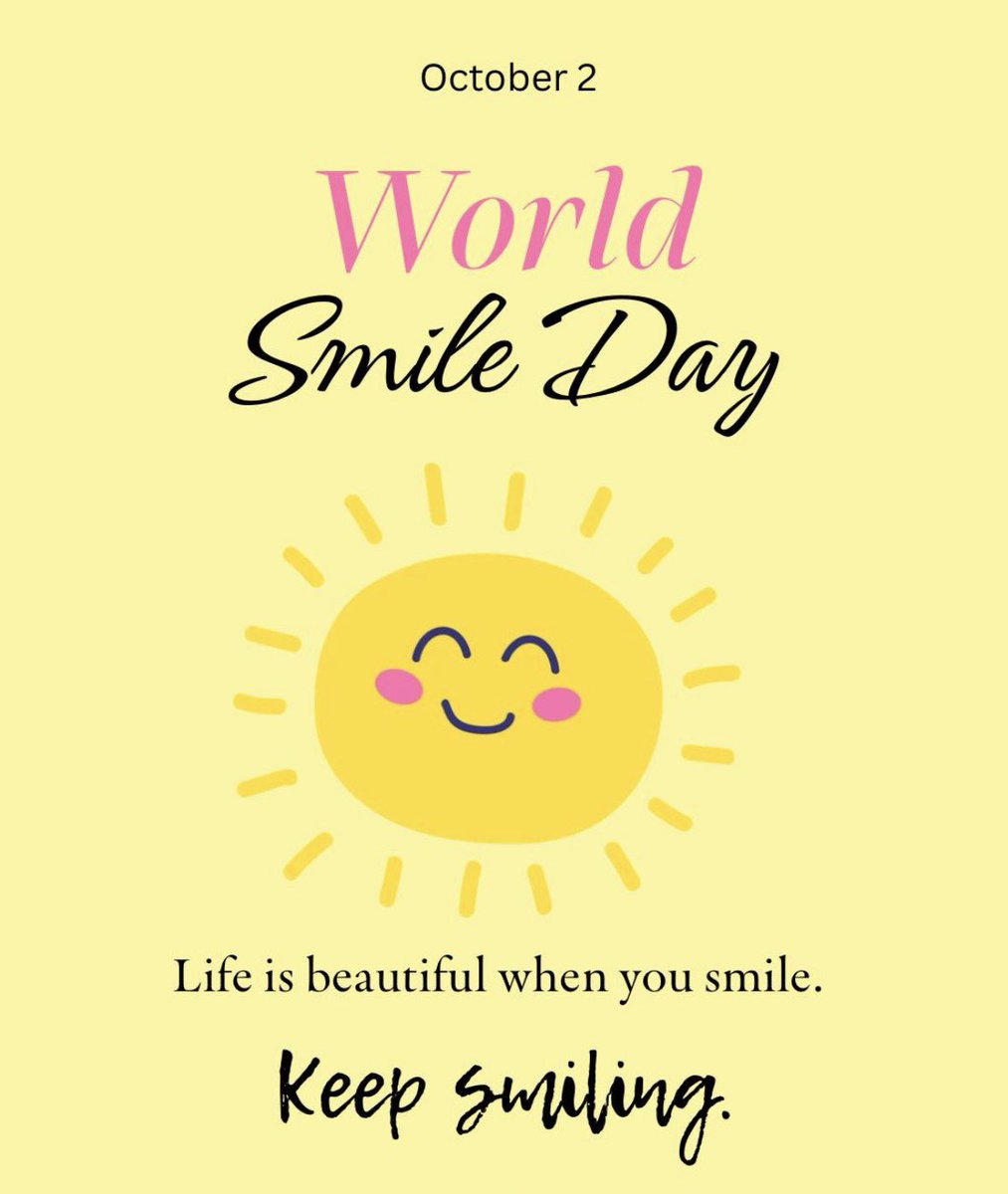 gratefuledu64's tweet photo. Happy World Smile Day! 🥰
Smiles are contagious acts of compassion and the shortest distance between two souls! https://t.co/WAnQlnOv3x