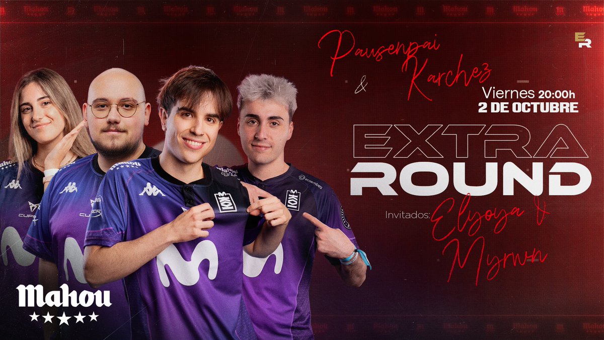 MovistarKOI's tweet photo. HOY TENEMOS EXTRA ROUND by @mahou_es 🎙️

Esta tarde vienen a charlar del mundial, la temporada y muchos más temas, @Elyoya_LoL y @Myrwnn 

Te esperamos a partir de las 20h. https://t.co/vKhKYCDTit