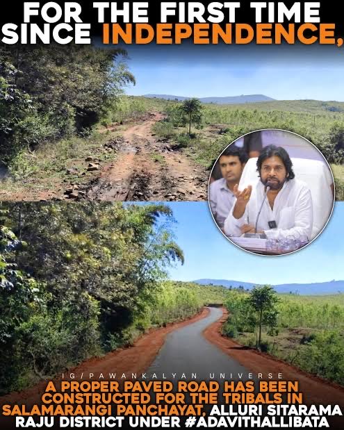 JSPWorks's tweet photo. 6) 🏞️ Adavi Thalli Bata

1,500+ km to tribal habitations. Separate card for Agency mandals. 
Note: Do not mix this with plain-area roads.

How our JSP cadre/Leader can promote it locally 

A) Film only a road people use

Show a family, a schoolchild, or an auto on that road. The person should speak in the local language and say where they could not go before. Twenty seconds. 

Note: Most of this promotion activities are being done by our @HarshaJSP1995 and @maheshkambala1 garu… however, we need this to push more from our local leaders too

B) Small board at the start of the road which includes 

🔷Adavi Thalli Bata
🔷Pawan Kalyan village push 
✅With Year, ✅habitation name. 

People walk past it. A flex in the town does not reach the hill village.

Note: leaders need to follow local protocol guidelines 

C) A Meeting in the habitation, not in the mandal office by Local leaders. The local leader reads just two lines
✅Roads finished, 
✅Habitations still waiting. 

Write the pending habitation in a register called “Pawan Kalyan Adavi list.” as Next visit, and cross out what is complete.