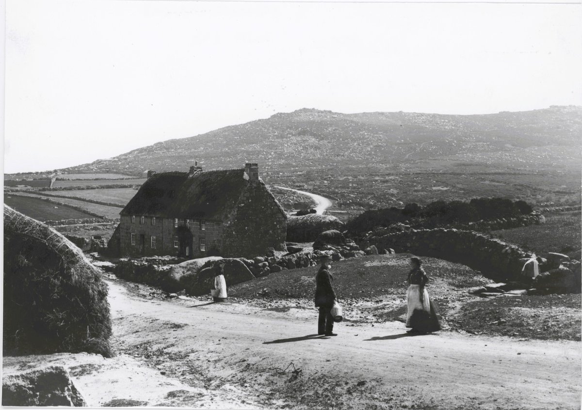 morrablibrary's tweet photo. For this month’s #PhotoFriday theme we’re heading out to the hills of #WestCornwall. This image from the Zennor Wayside Museum’s collection depicts the lane into #Zennor with Zennor Carn towering high above the village in the background. #PhotoArchive #exploreyourarchive https://t.co/Wd1UelLBA5