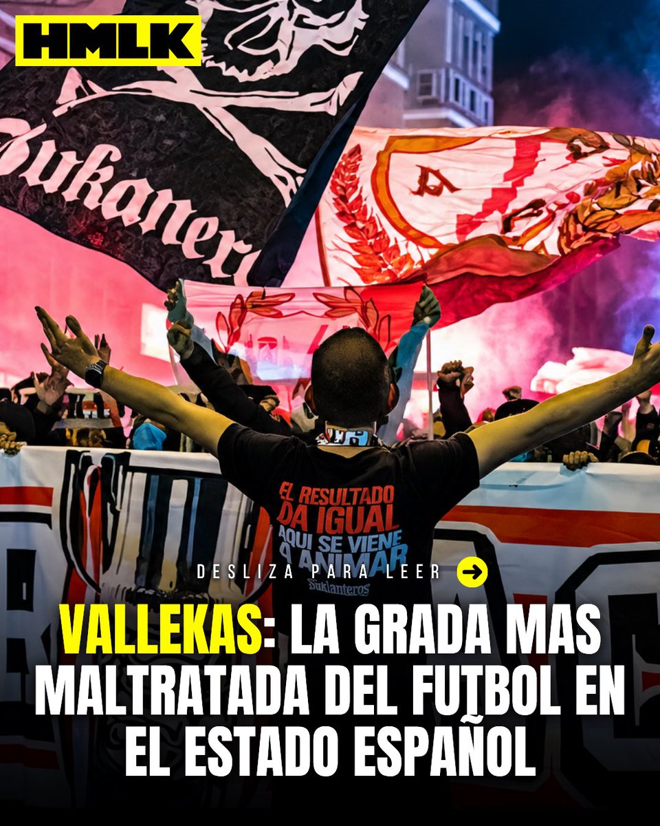 Harmailek's tweet photo. 🏴‍☠️ La grada del Rayo Vallecano, hogar de los Bukaneros (@bukaneros92) es la más maltratada del fútbol en el estado español. Si desconoces la situación de lo que están viviendo, te lo resumo en 4 puntos importantes

👉🏻 Abre el hilo para leer el post completo y deja tu me gusta https://t.co/3i93zvn17o