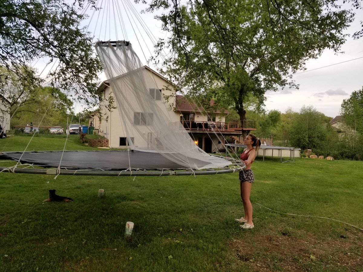 NiteOwlMN's tweet photo. She is creative. She wanted to hang the trampoline from the tree and put lace around it. https://t.co/ENzMcXXZbL