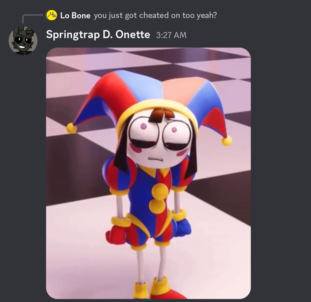 _Springerz's tweet photo. met someone who actually got **cheated** on and it lowkey made me realize that discord shit I had going on isn't all that deep https://t.co/jt2lIcFQTR